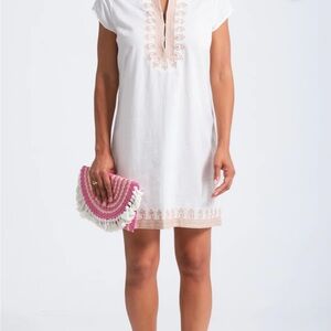 Faherty White Tunic with Multicolor Embroidery